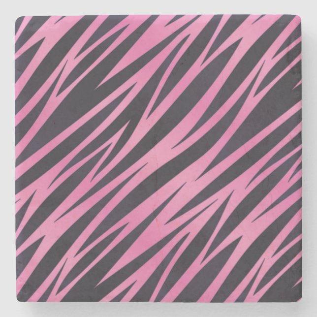 Rosa Zebra-Streifen-Hintergrund Steinuntersetzer (Vorderseite)