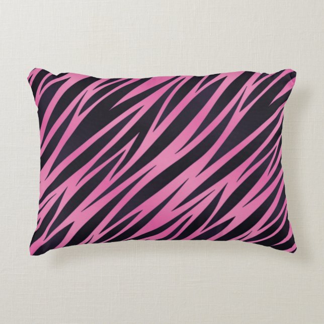 Rosa Zebra-Streifen-Hintergrund Zierkissen (Vorderseite)