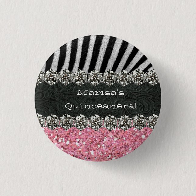Rosa Zebra Stripes Feier Button (Vorderseite)