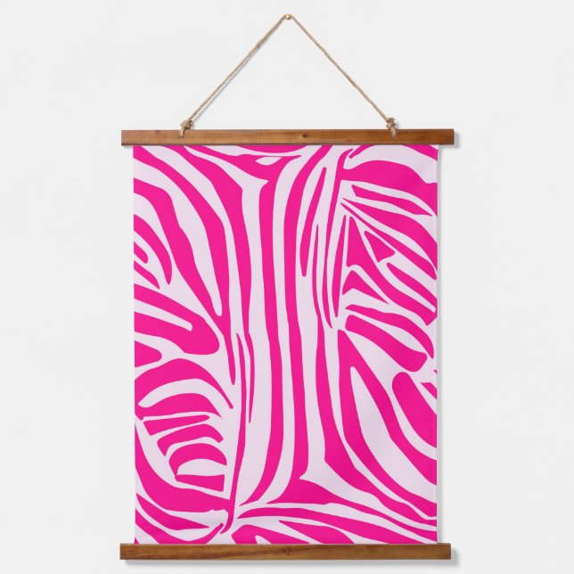 Rosa Zebra Wandteppich Mit Holzrahmen (Vorderseite)