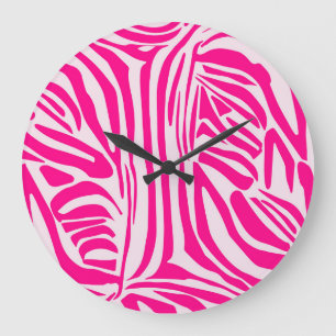 Rosa Zebramuster Große Wanduhr
