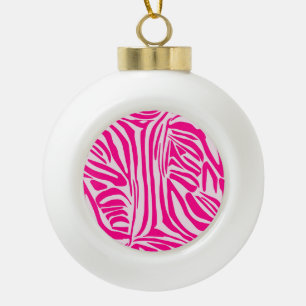 Rosa Zebramuster Keramik Kugel-Ornament