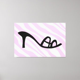 Rosa Zebrastreifen mit schwarzer Schuhe Leinwanddruck