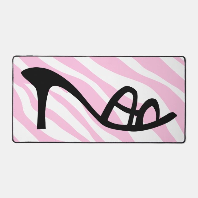 Rosa Zebrastreifen mit schwarzer Schuhe Schreibtischunterlage (Vorderseite)