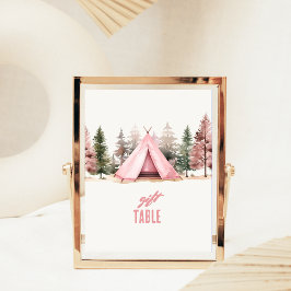 Rosa Zelt Camping Tischtennisplatte Oberzeichen Sockelschild