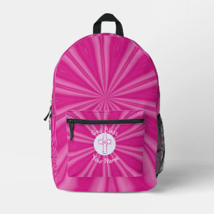 Rosa Zick-Zack-Christuskreuz personalisiert Bedruckter Rucksack