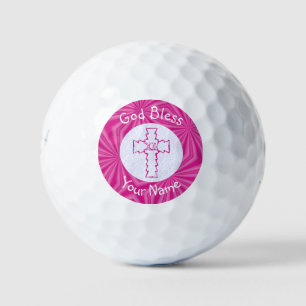Rosa Zick-Zack-Kreuz personalisiert Golfball