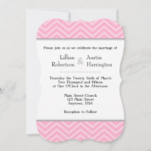 Rosa Zickzack Einladungen für Hochzeiten