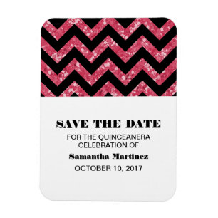 Rosa Zickzack Glitzer Quinceañera Magnet