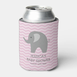 Rosa Zickzack graue Elefantbabydusche kann cooler Dosenkühler