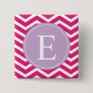 Rosa Zickzack Lila Monogramm Button