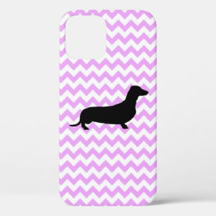 Rosa Zickzack mit Dackel Silhouette Case Mate i