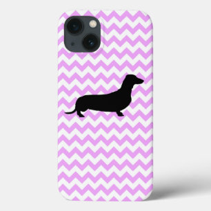 Rosa Zickzack mit Dackel Silhouette Case-Mate iPhone Hülle
