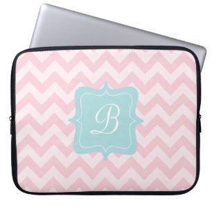 Rosa Zickzack-Monogramm Laptopschutzhülle