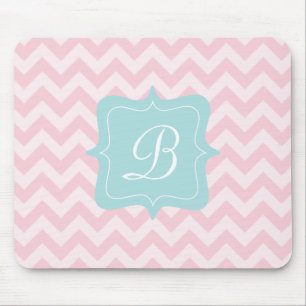 Rosa Zickzack-Monogramm Mousepad