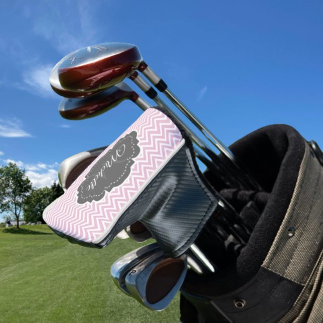 Rosa Zickzack Personalisierte Golf Head Cover Headcover (Pink Chevron Personalized Golf Head Cover)