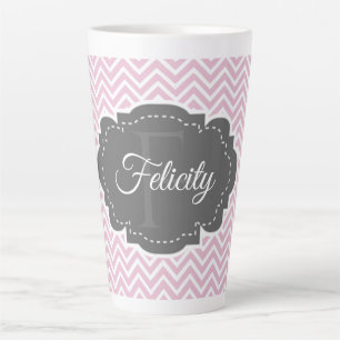 Rosa Zickzack Personalisierte Latte-Tasse Milchtasse