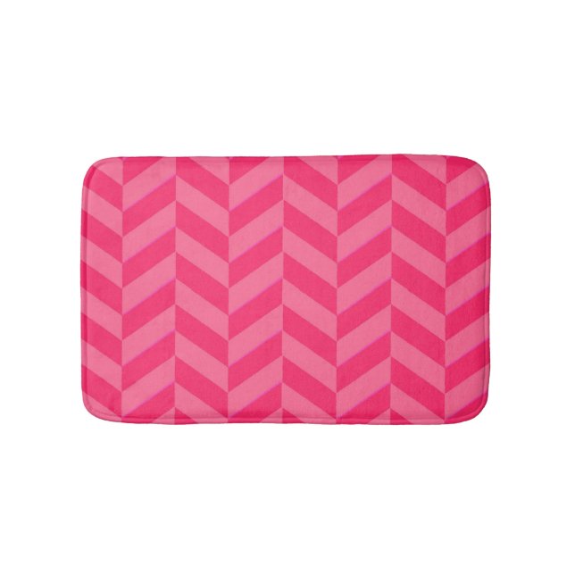 Rosa Zickzack Tribal Zig Zag Streifen Muster Moder Badematte (Vorderseite)