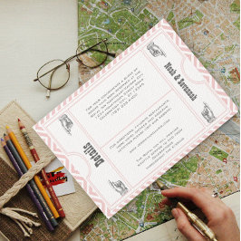 Rosa Zickzack Zig Zag Vintag Moderne Tickethochzei Begleitkarte