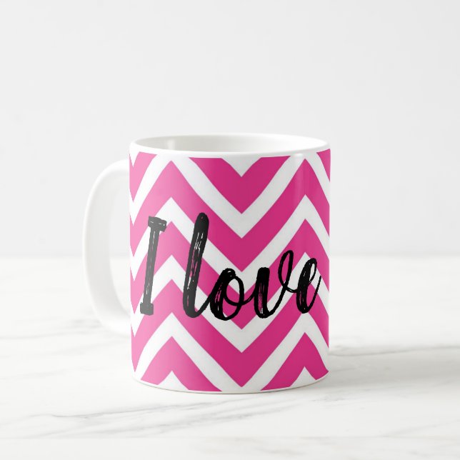 Rosa Zickzackgestaltung Kaffeetasse (Vorderseite Links)