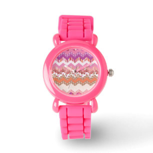 Rosa Zickzackhintergrund Armbanduhr