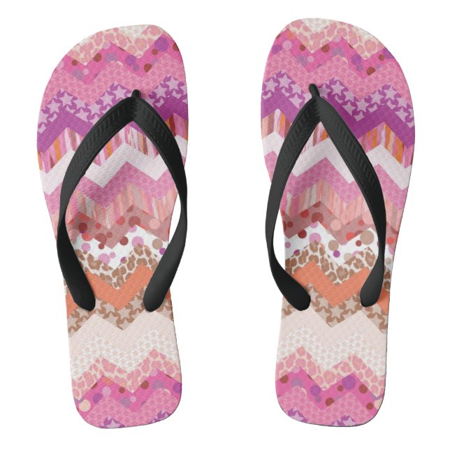 Rosa Zickzackhintergrund Flip Flops (Fußbett)