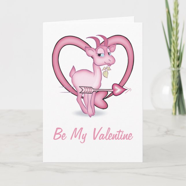 Rosa Ziege Valentinkarte Feiertagskarte (Vorderseite)