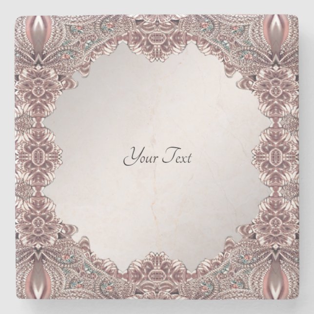 Rosa Zierstein-Untersetzer Steinuntersetzer (Vorderseite)