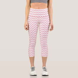 Rosa Zigzag, rosa Zickzack, geometrisches Muster Capri Leggings