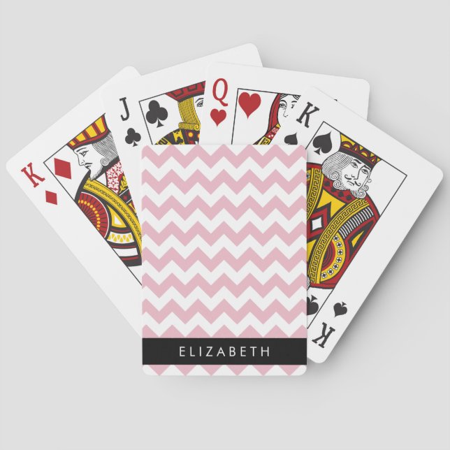 Rosa Zigzag, rosa Zickzack, Wellenmuster, Ihr Name Spielkarten (Rückseite)