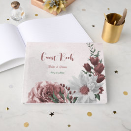 Rosa Zimt Rose Weiß Blütengeometrische Hochzeit Gästebuch