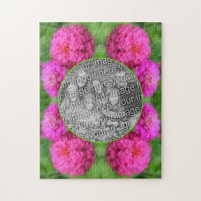 Rosa Zinnia-Blume gestalten Ihr eigenes Foto (Vertikal)
