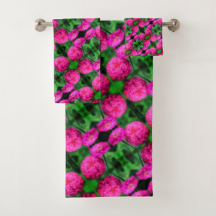 Rosa Zinnia Blume Pair Nah Abstraktes Muster Badhandtuch Set