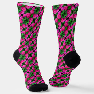 Rosa Zinnia Blume Pair Nah Abstraktes Muster Socken