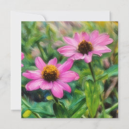 Rosa Zinnia Blumengarten Kunst, Dichtung und Musik Dankeskarte