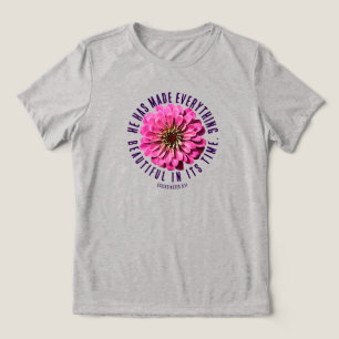 Rosa Zinnia Ecclesiastes 3:11 Bibelvers Blumenmust Tri-Blend Shirt