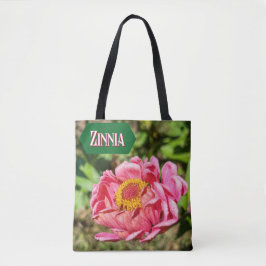 Rosa Zinnia mit gelber Mittellaufruge Tasche