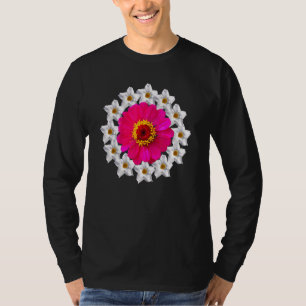 Rosa Zinnienblume Zinnia Blumen Blumenmuster T-Shirt