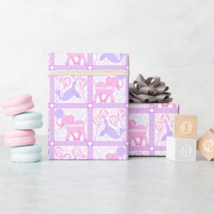 Rosa Zirkus   Babyduschmuster Personalisiert Geschenkpapier