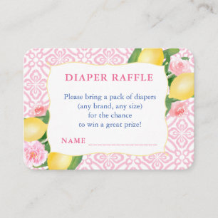 Rosa Zitronen Baby Shower Windel-Raffle Begleitkarte