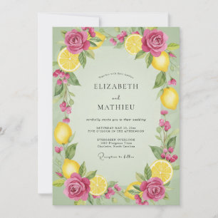 Rosa Zitronen-Eukalyptus-Hochzeit Einladung