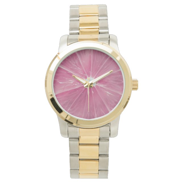 Rosa Zitrusfrüchte Armbanduhr (Vorderseite)