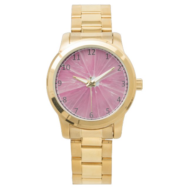 Rosa Zitrusfrüchte Armbanduhr (Vorderseite)