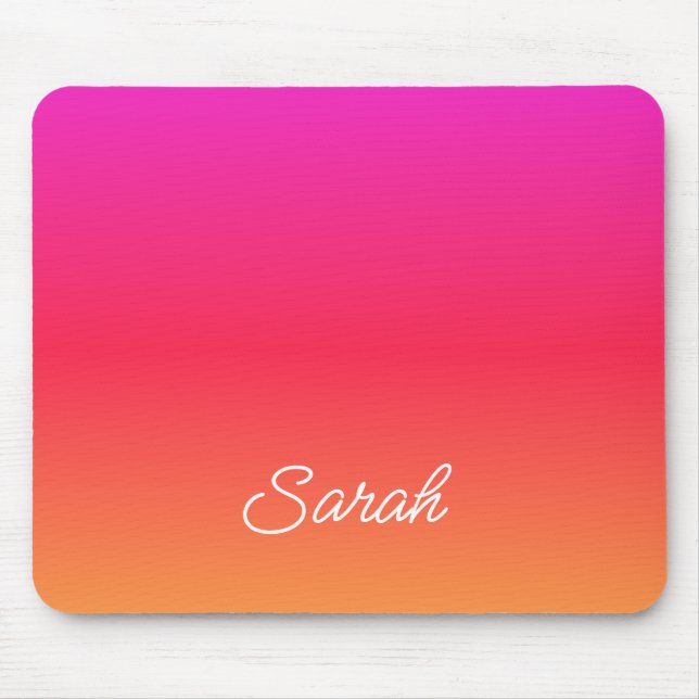 Rosa zu Orange Moderner Farbverlauf Name Mousepad (Vorne)