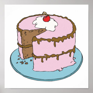 Rosa Zuckerguss Schokoladenkuchen Poster