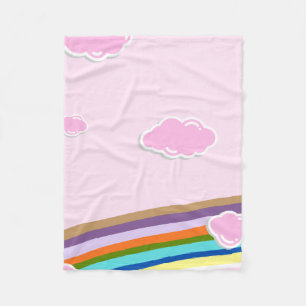rosa Zuckerwatte-Himmel mit Regenbogen Fleecedecke