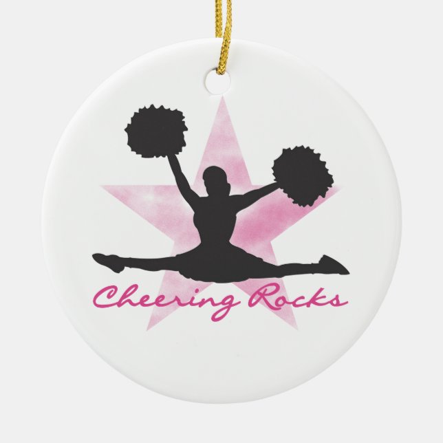 Rosa zujubelnde Felsen-T - Shirts und Geschenke Keramikornament (Vorne)