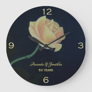 Rosa zur 50. Goldenen Hochzeit Große Wanduhr
