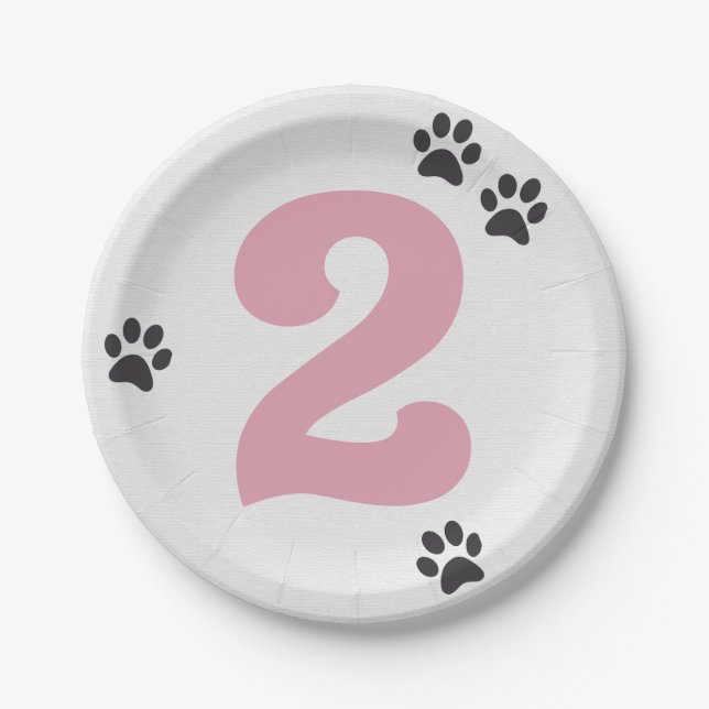 Rosa Zwei Lasse die Hunde-Out-Party-Platte Pappteller (Vorderseite)
