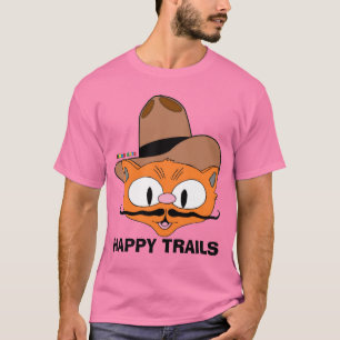 Rosa zweiseitige HAPPY TRAILS Cartoon-Schnurrbart- T-Shirt